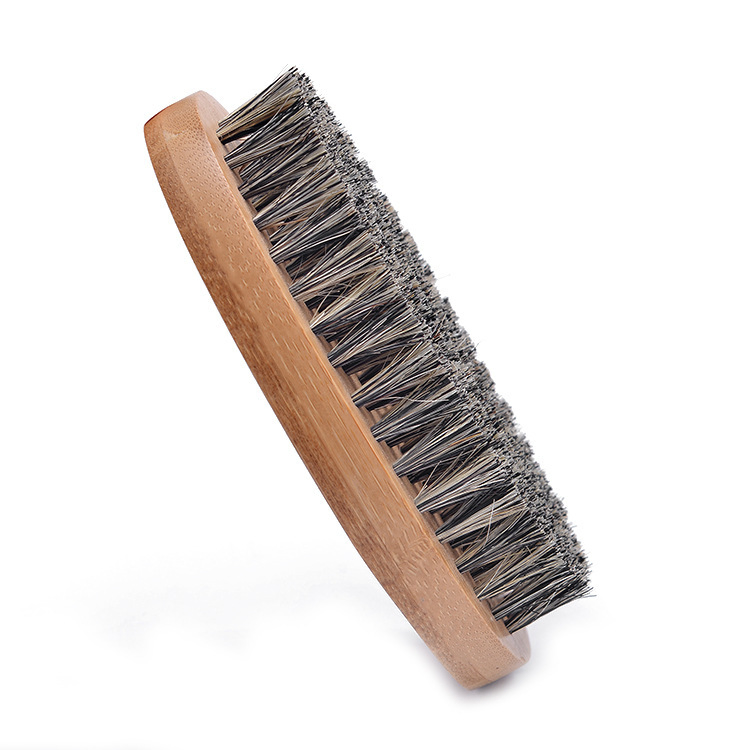 Boar Bristle Beard Brush Men's Beard Grooming Care Tool Set with Wooden Sandalwood Comb