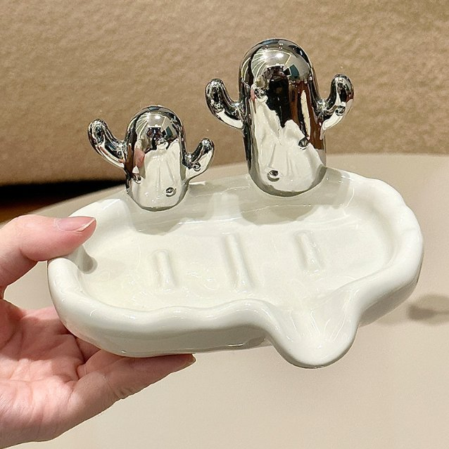 Shell-Shaped Drainage Soap Dish, Ceramic Soap Holder, Soap Drainage Storage Rack