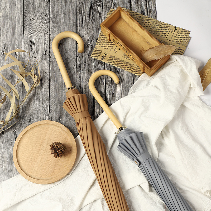 Зонт с деревянной ручкой под логотип