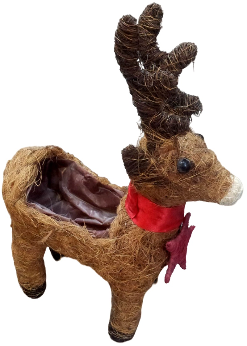 Кашпо-олень из ротанга для праздничного декора