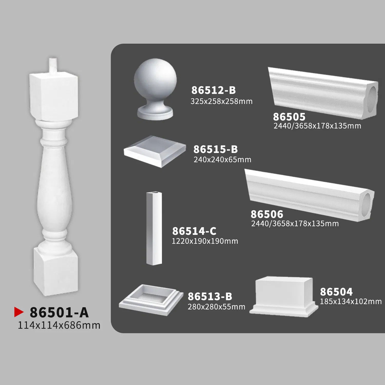 Auuan Most Popular PU Foam Balustrade Railing for Villa Project