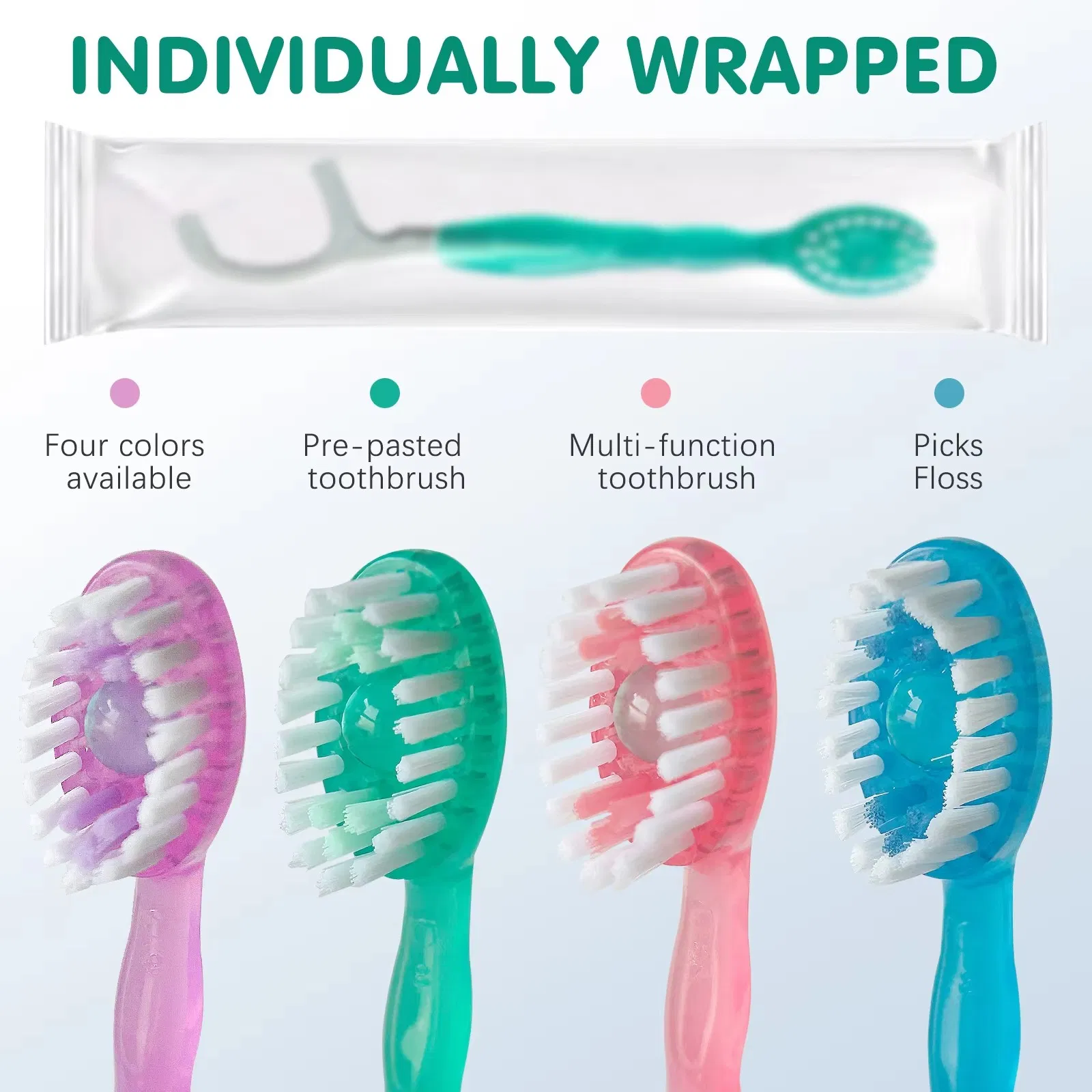 Travel-Friendly 5-in-1 Toothbrush Kit, Disposable Set with Toothpaste, Tongue Scraper, and Floss Pick