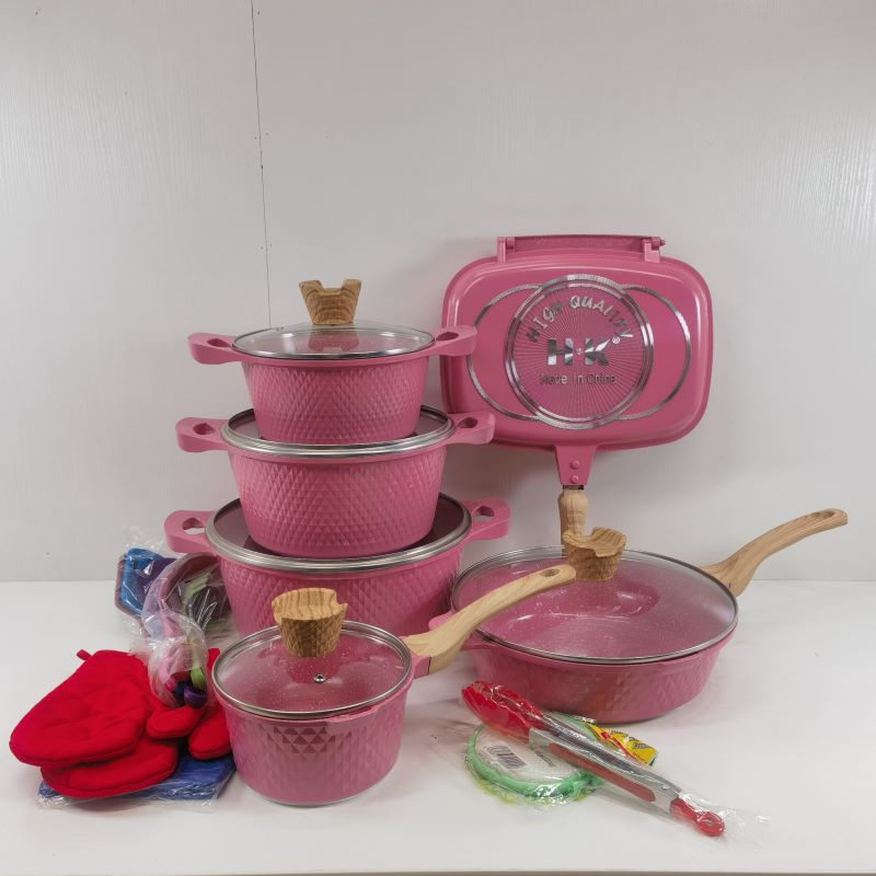 Manufacturer 23PCS Aluminum Pots and Pan Set Non Stick Sauce Pans Grill Frying Pan Ceramic Kitchenware Sets