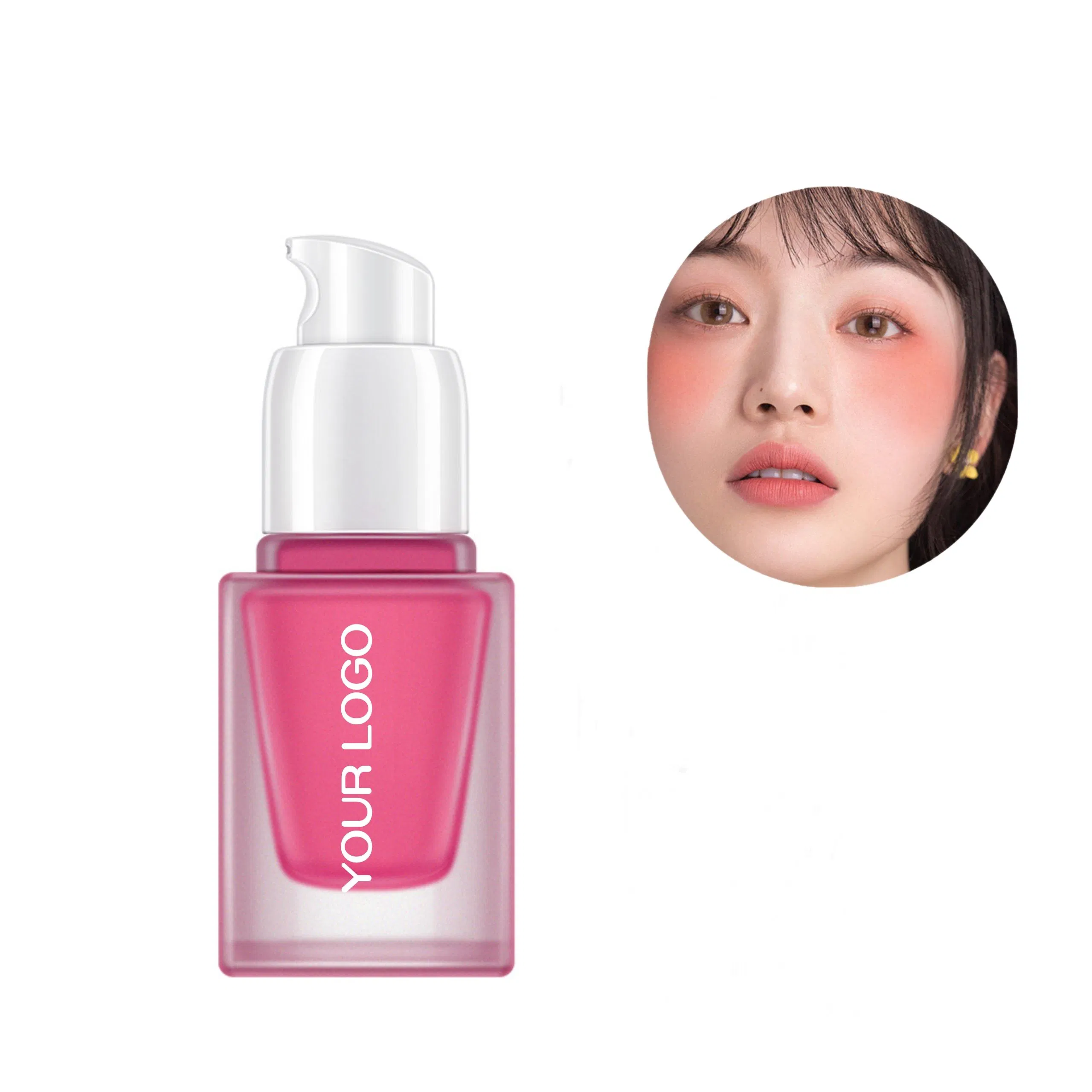 Custom Press Pump Logo Cream Blush Waterproof High Pigment 6 Color Single Liquid Blush for Girly Makeup