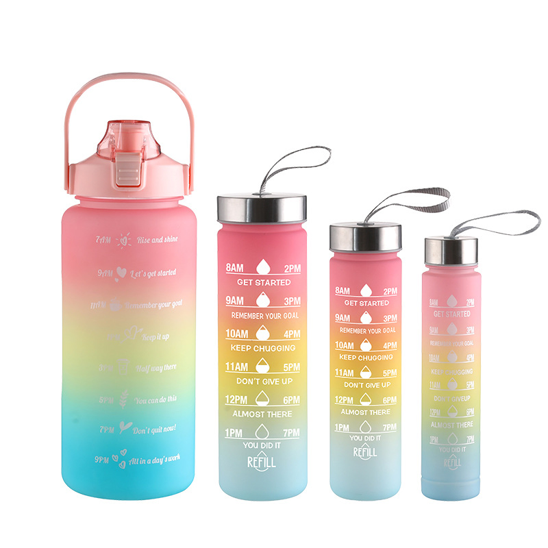 Summer Tik Tok Outdoor Sports Portable Travel Water Bottles Four Sets Cup