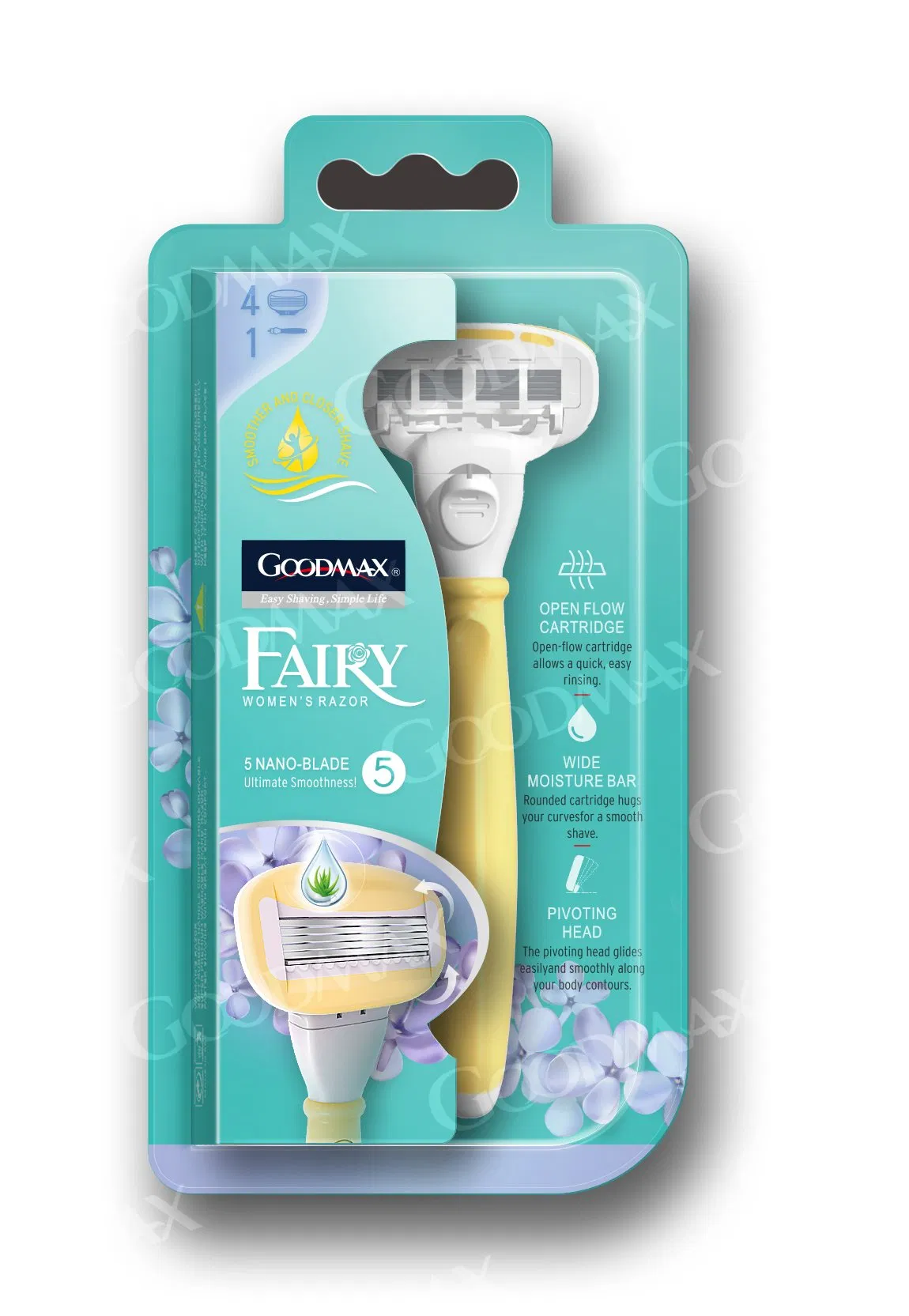 Five Blade Stainless Steel System Razor for Lady