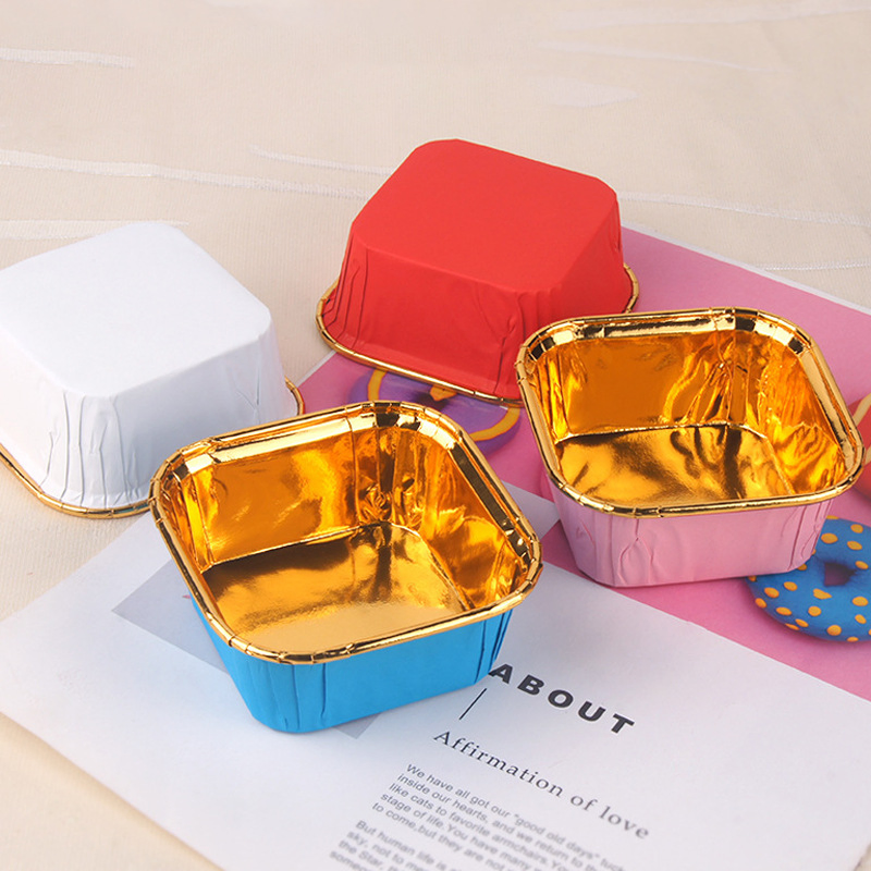 Premium Disposable Square Foil Baking Cups for Desserts