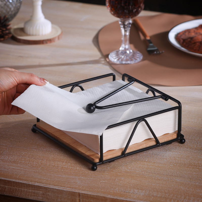 Flat Napkin Holder with Weighted Arm Elegant Rustic Iron Metal for Kitchen, Restaurant