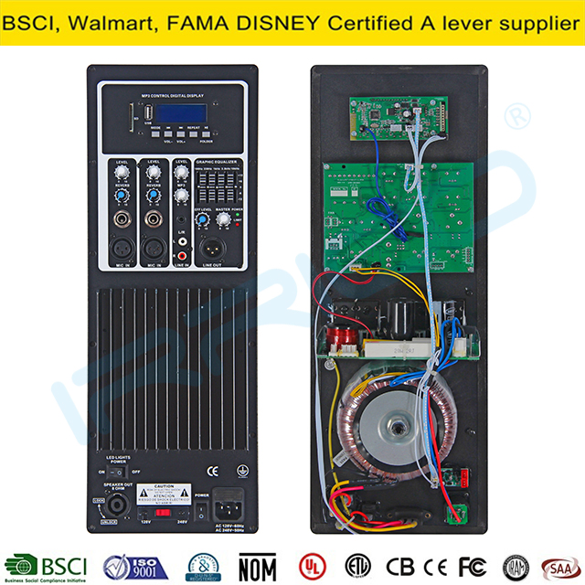 New 250W RMS Powered Amplifier Built-in Mixer Class Ab Professional Audio Amplifier Full Range Dedicated for Speaker Systems USB, SD, LCD