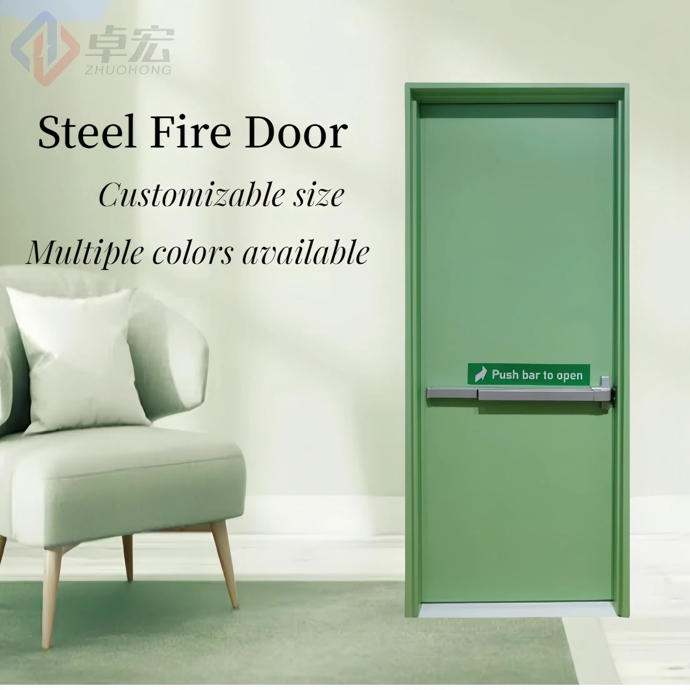 European Standard Commercial Fireproof Steel Fire Rated Metal Doors