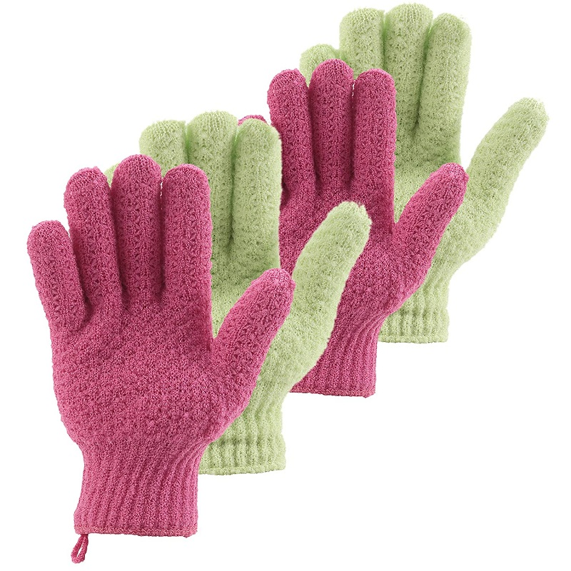Gants Exfoliant Soie Five-Finger Bathing Gloves White Natural Fiber Shower Exfoliating Bath Glove Scrubber