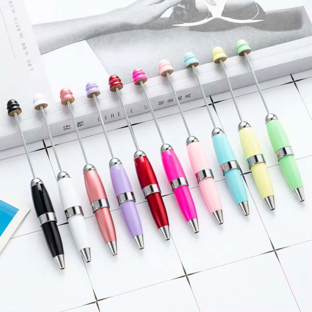 New Arrival Custom Metal Wholesale Beadable Keychain Beaded Pen Keyring DIY Personalized Novelty for Jewelry Making Toys