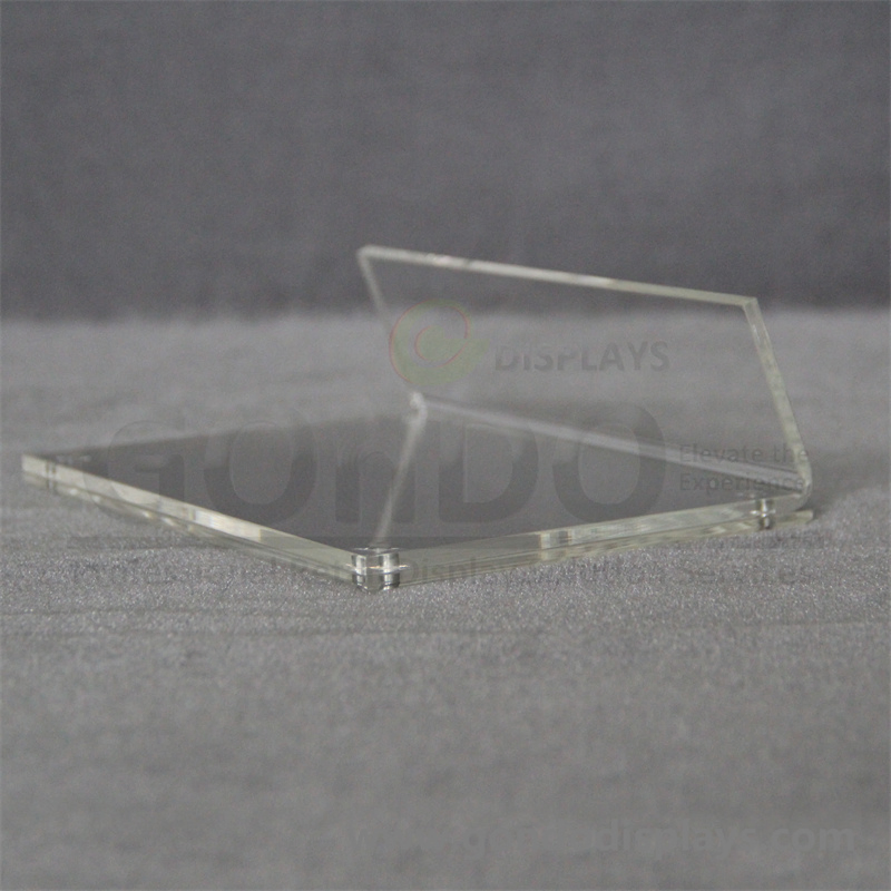 Acrylic Slant Back Horizontal Sign Holder, Magnetic Closure