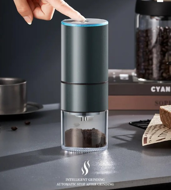 Rechargeable Espresso Machine Coffee Bean Grinder for Home Office Use with Safe Switch