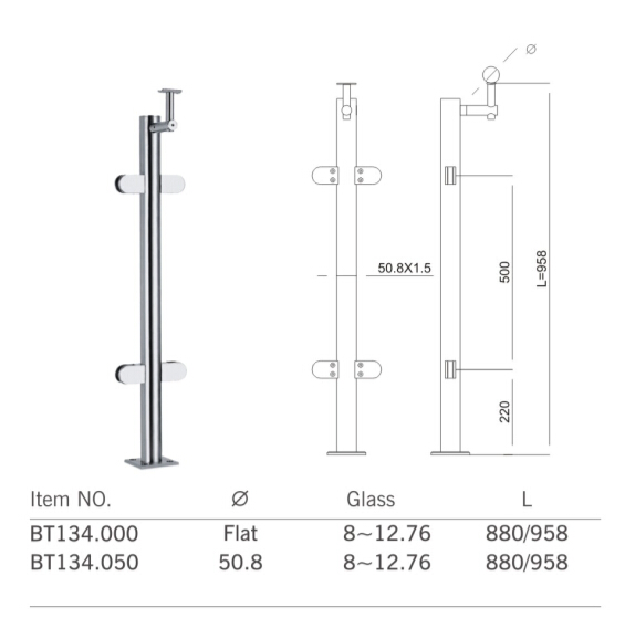 Stainless Steel Handrail Fitting Bracket (BT134)