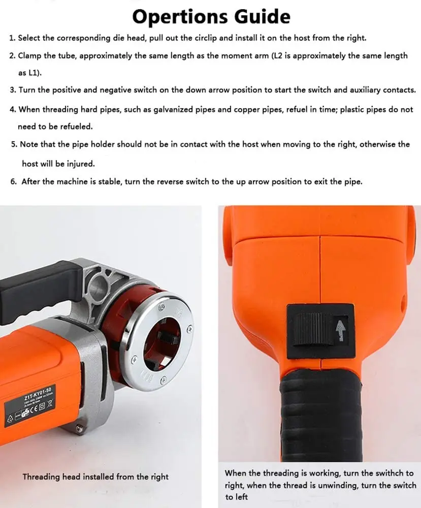 Electric Pipe Threader with 6-Blade Portable