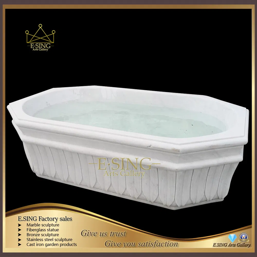 Классическая круглая ванна из белого мрамора ручной работы