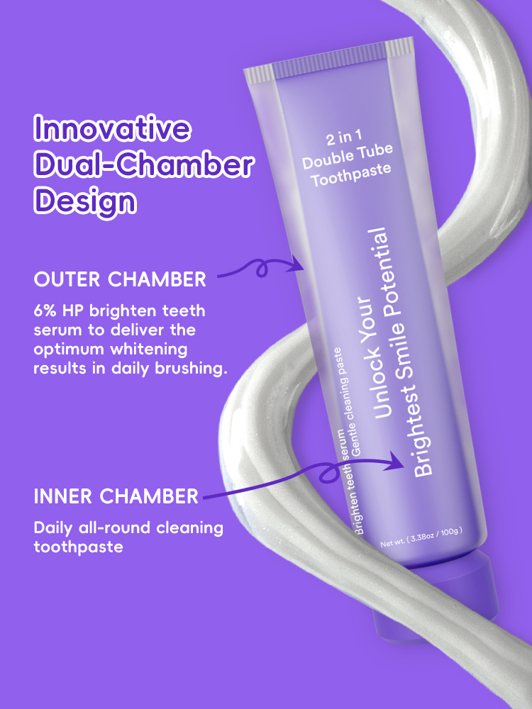 2 in 1 Double Tube 6% HP Whitening Toothpaste