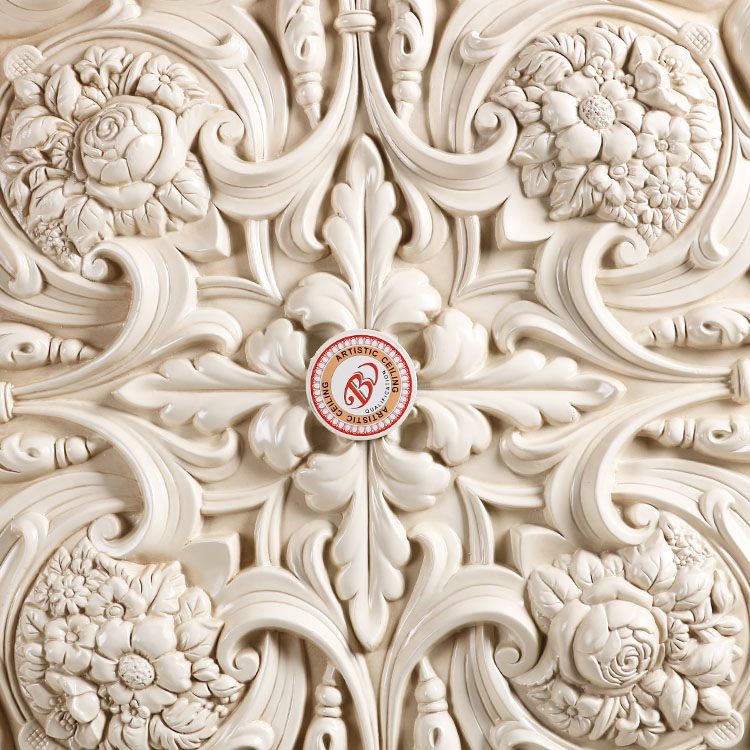 Ceiling Tile for Hotel, restaurant Ceiling Medallion, Elegant Antique Ceiling Design, Polystyrene Artistic Ceiling