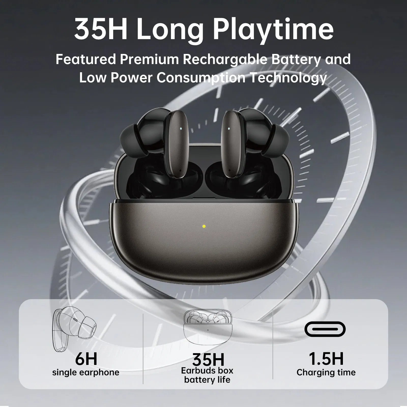 Беспроводные наушники Aspor A638 TWS, 35 часов работы