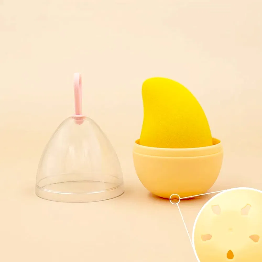 Mango Shaped Fruit Cute Dry & Wet Dual Use Soft Latex-Free Cleaning Beauty Cosmetic Puff Makeup Sponge