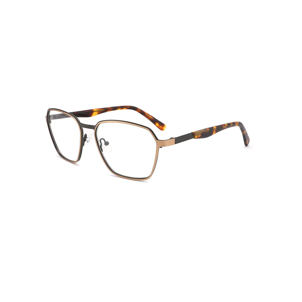 Vintage and Sleek Square Metal Optical Frames for Men with Brand Custom Logo