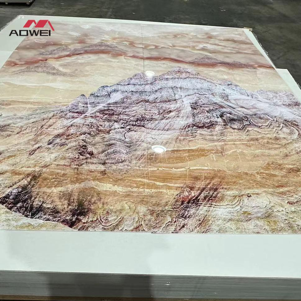 Interior Wall Customized 3D Printed Large Size WPC PVC UV Marble Alternative Wall Panel