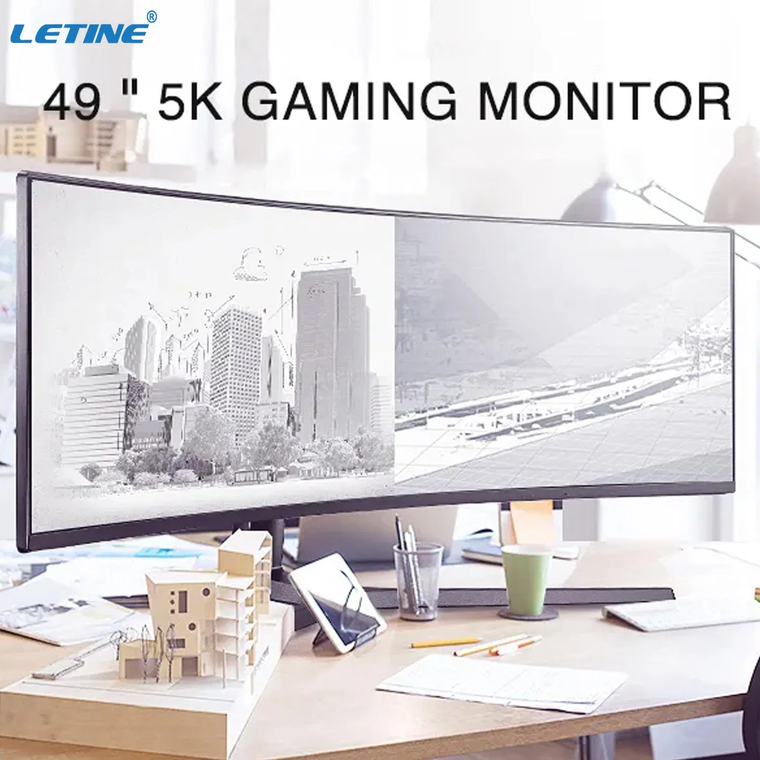 Factory Wholesale 49inch Gaming Monitor Super Wide 49'' 144Hz Gaming 5K Curved Screen Monitor LED 75Hz PC Monitor