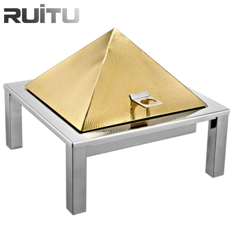 Hotel Amenities Banquet Supply Hydraulic Cover Small Wedding Chef Set Arabic Design Cheffing Dish Stainless Steel Food Warmer Golden Buffet Chefing Dish