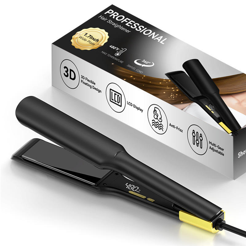 Save Wholesale European Standard Hair Straightener with LED Display Electric Power Source Wide Narrow Plate for Hair Salon Curling