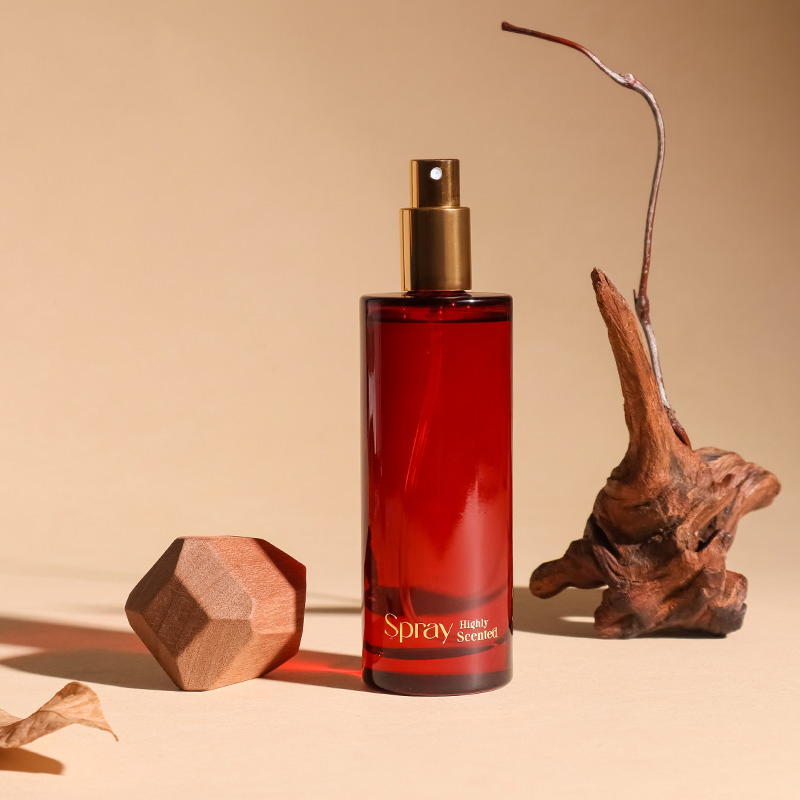Elegant Room Spray with Polygonal Wooden Cap and Metal Nozzle