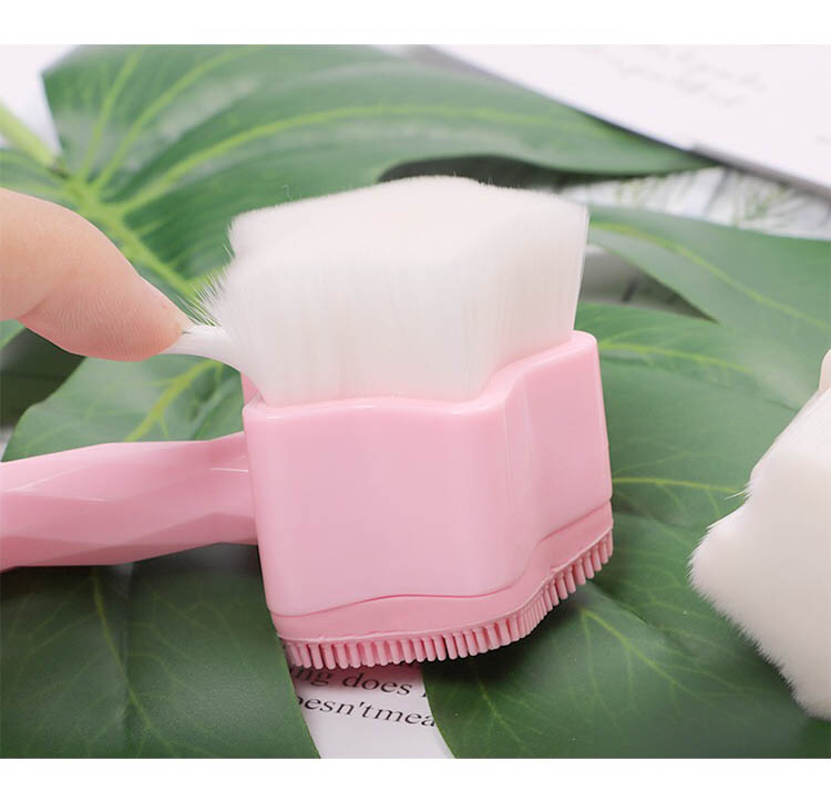 Pink Star Shape Double Face Facial Brush Silicone Massage Face Brush