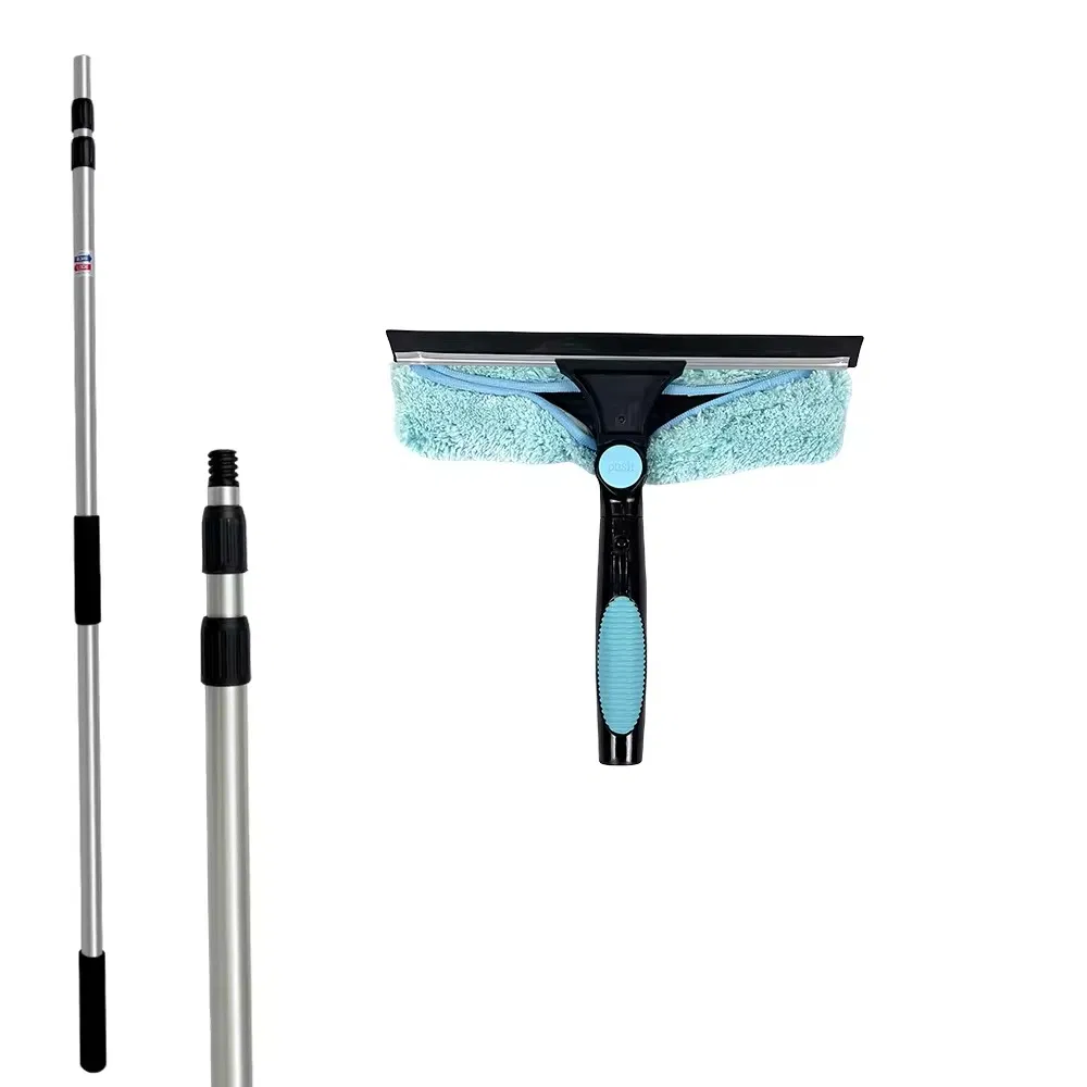 Double Sided Window Washing Kit Telescopic Aluminum Pole Indoor Outdoor Equipment with Indoor Outdoor Window Cleaner