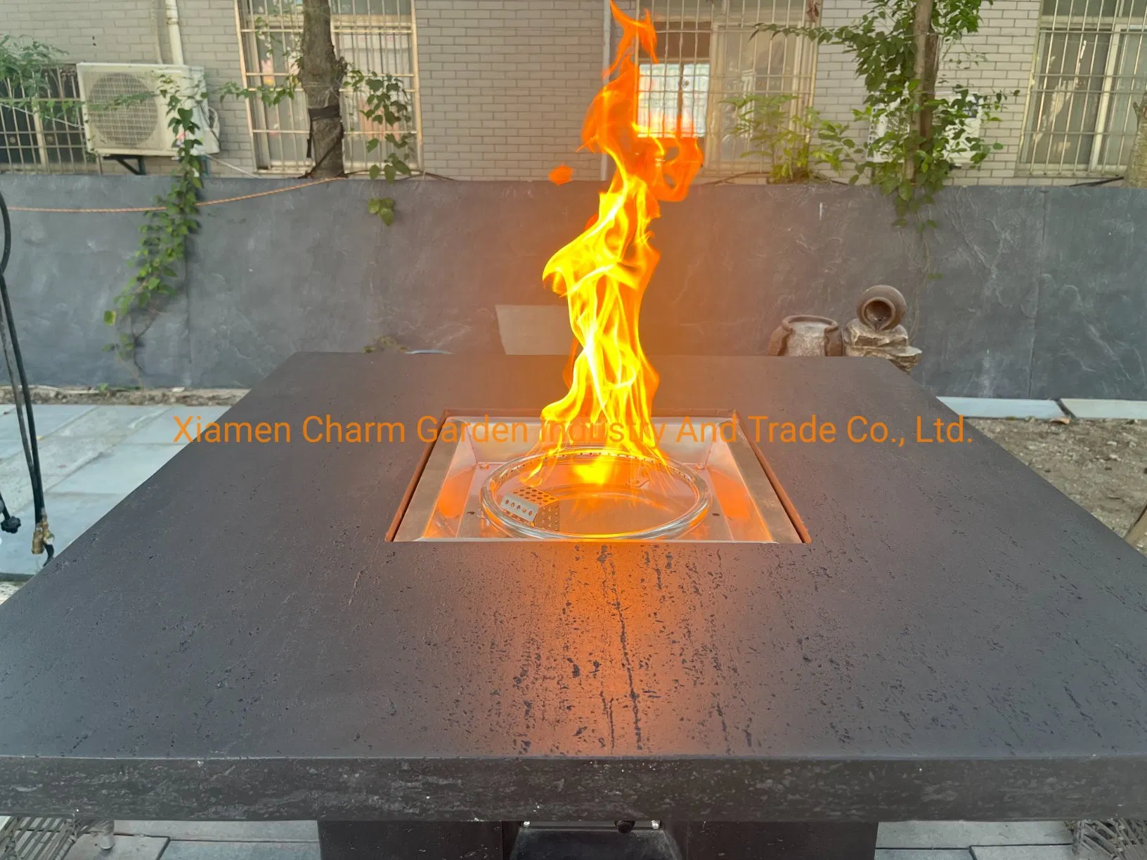 Concrete Grc Propane Gas Firepit Bar Table