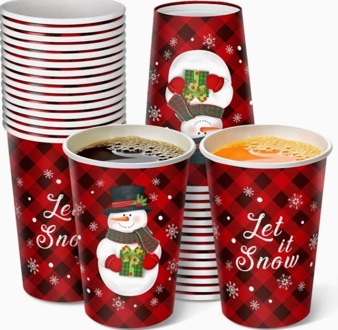 Disposable Merry Christmas Synthetic Paper Cup Raw Material