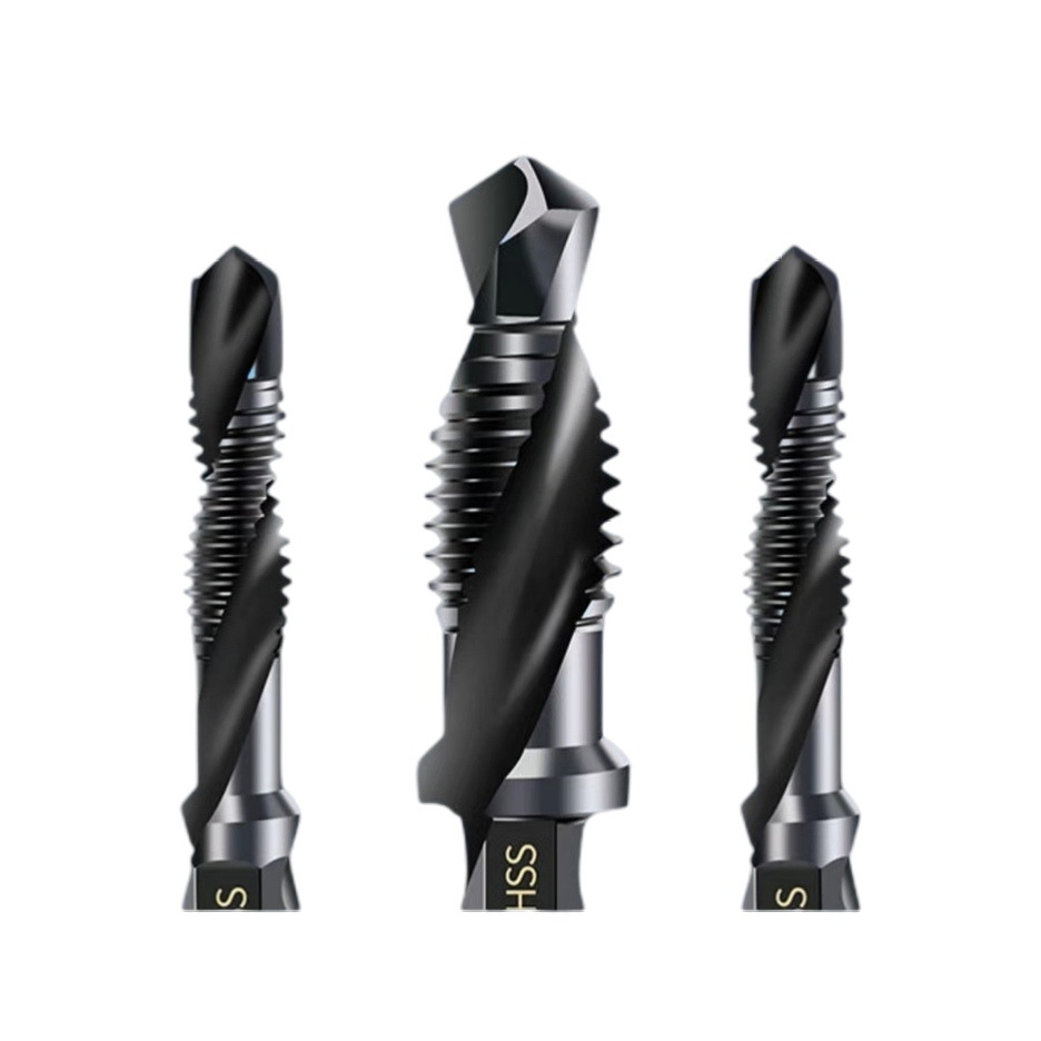 High-Speed Steel Spiral Flute Drill Tap Combo Bits M6 X 1.0