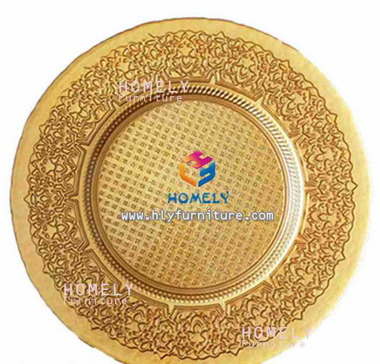 Gold Rose Pattern Charger Glass Plates