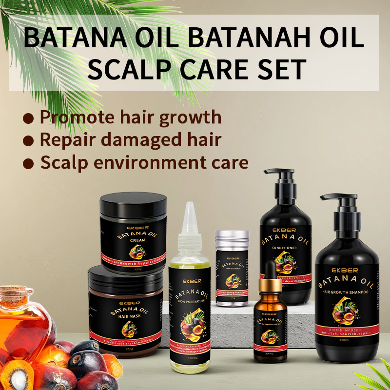 Custom Organic Batana Oil Hair Mask Shampoo Conditioner Promote Hair Growth Moisturizing Repair Damaged Batana Oil Hair Care Set