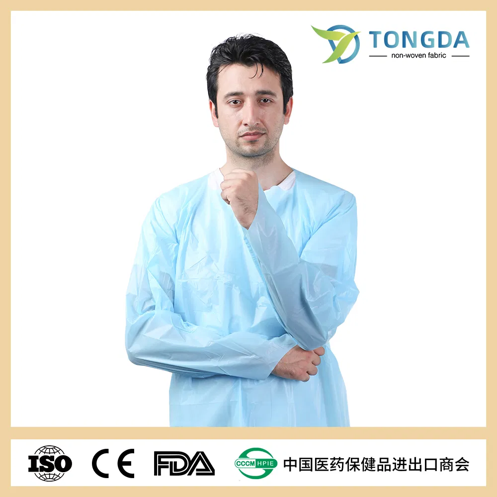 Disposable Sleeve CPE Gown Open Back with Thumb Loops