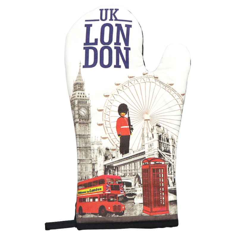 Custom Printed London Souvenir Oven Mitts Heat Resistant Cooking Oven Gloves