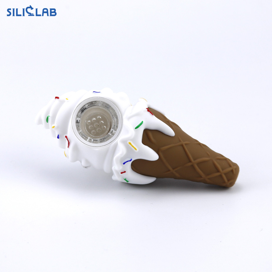 Choose Your Flavor Ice Cream Shaped Art Spoon Pocket Pipe Vape Glass Smoking Bowl Silicone Tobacco Pipe