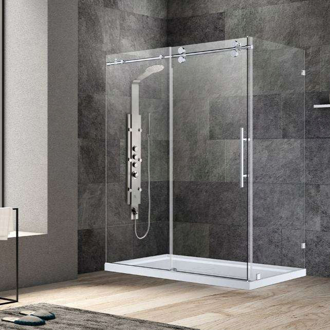 Wholesale Four Big Rollers Frameless Sliding Shower Tempered Glass Door