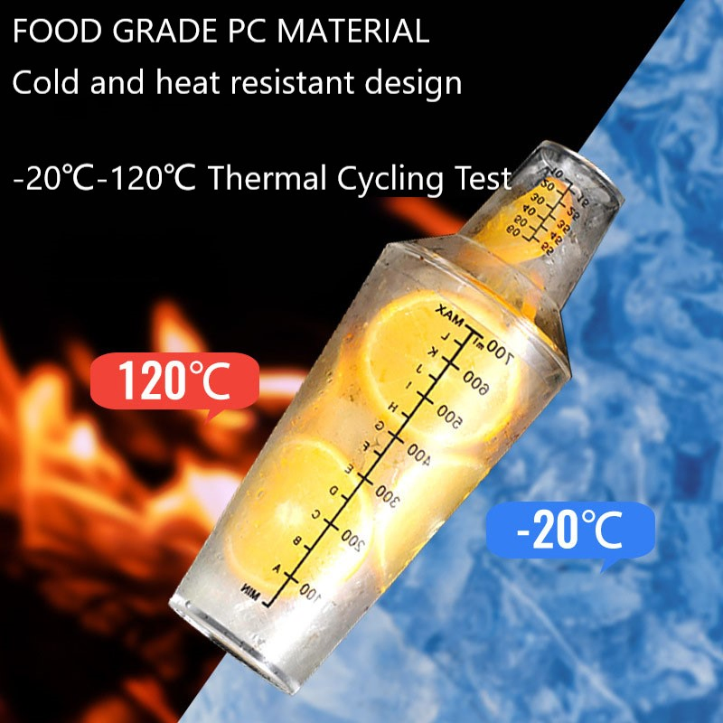 Прозрачный шейкер для коктейлей из пластика PC