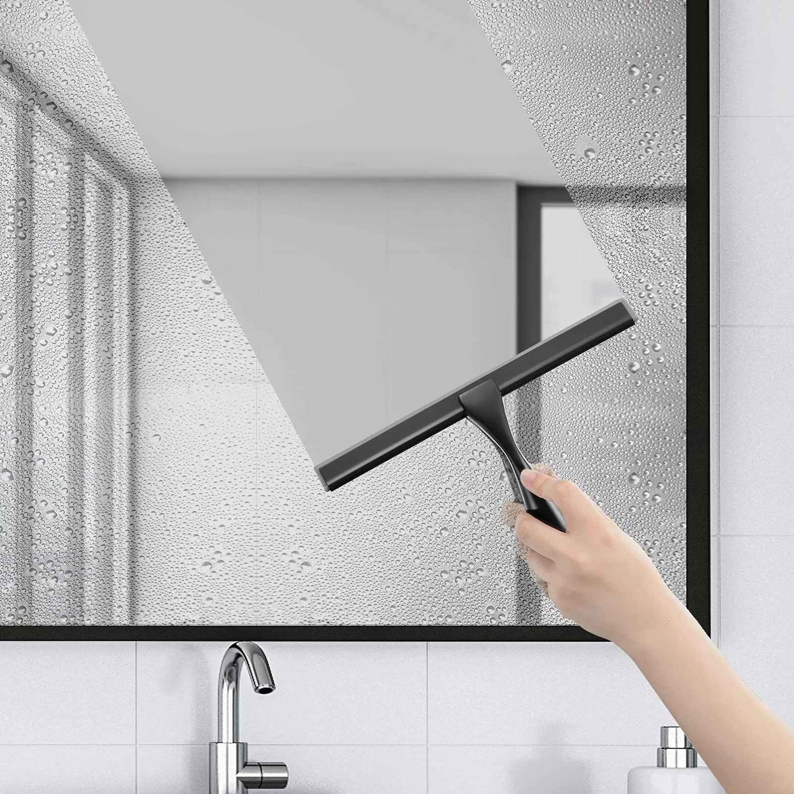All-Purpose Shower Squeegee Shower Doors Bathroom Window Glass Stainless Steel Scraper