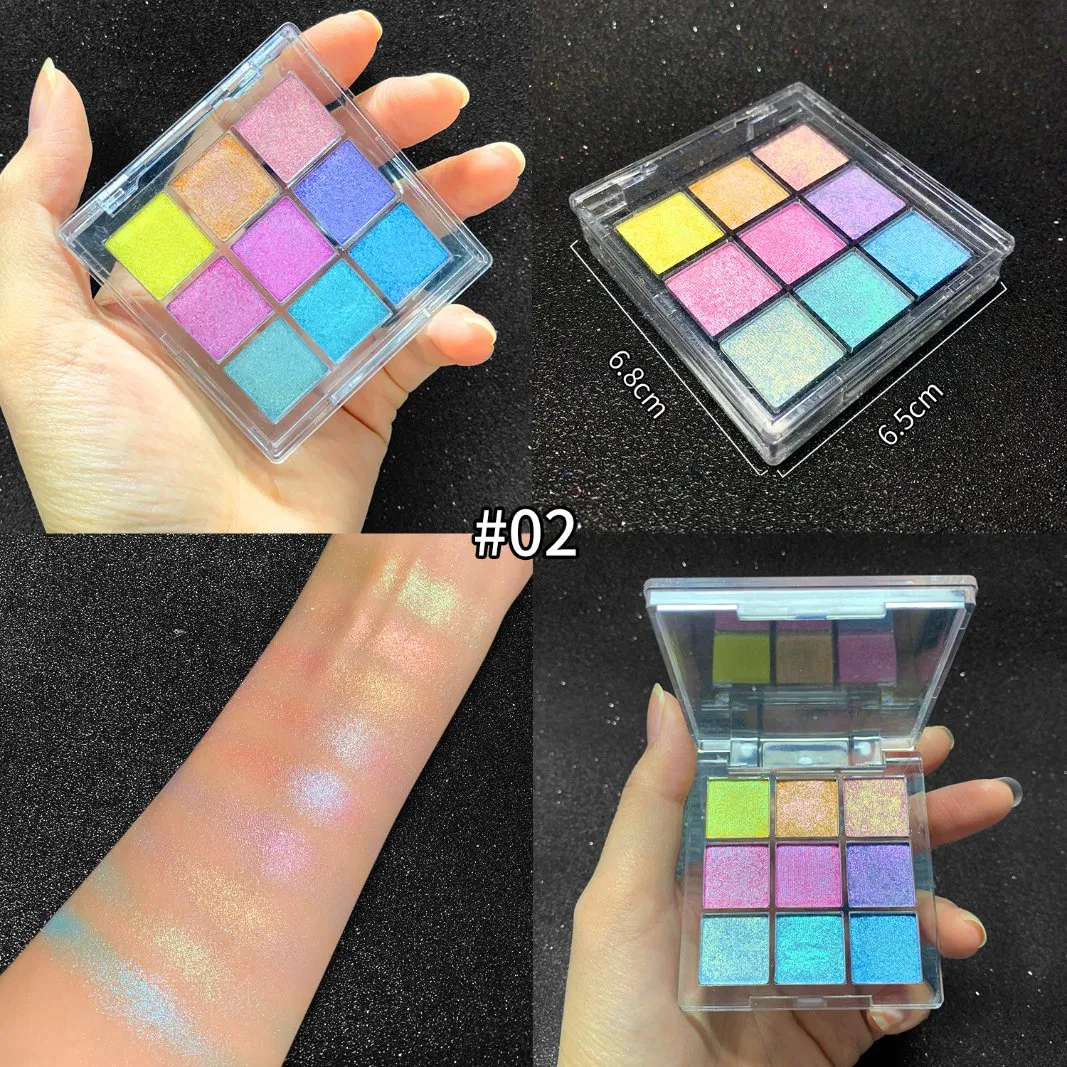 9-Color Private Label Cosmetics Eyeshadow Palette High Pigment Waterproof Glitter Finish Chameleon Duochrome Eyeshadow Powder