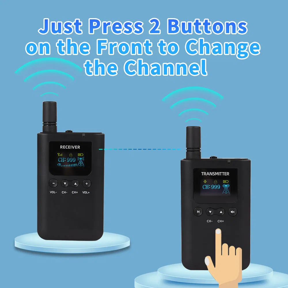 Беспроводная гарнитура-микрофон для гида с батареей 60 часов