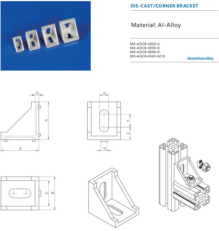 4040 Aluminum 90 Degree L Shape Corner Bracket Joint Angle Bracket