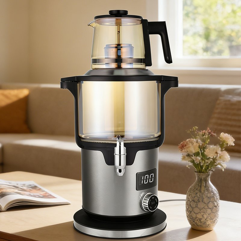 High Quality 4.5L Stainless Steel Electric Tea Pot Kettle Persian Turkish Tea Kettle Electric Russian Samovar and Tea Maker