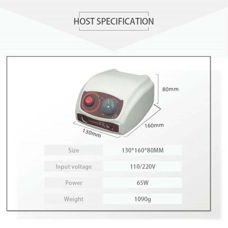 Electric Brushed Micromotor Strong 207 35000rpm Nail Drill Machine for Beauty Salon