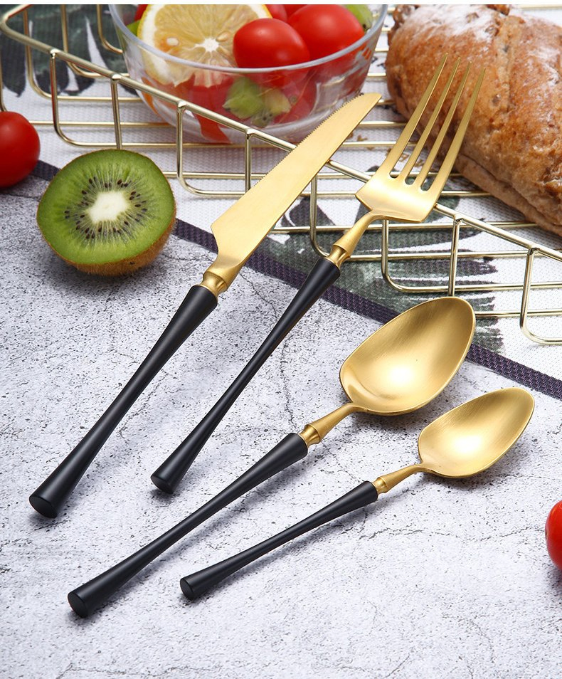Stainless Steel Cutlery Set Creative Handle Design Spray Paint Black Gold Cutlery